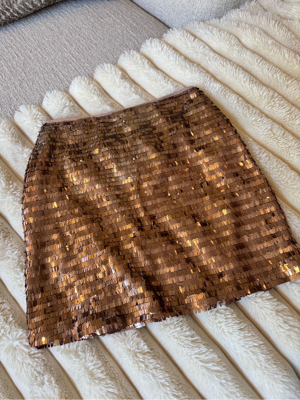 GB rose gold sequin mini skirt XS